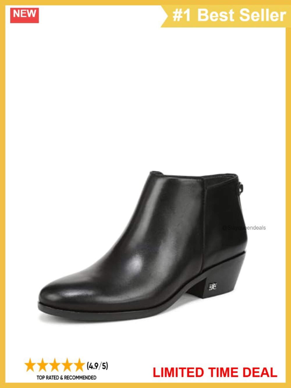 Leather Ankle Booties Block Heel Round Toe Zip Fall Boots